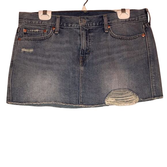Levi’s Distressed Denim Jean Skirt Mini - Picture 1 of 6